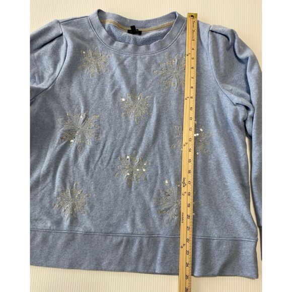 Talbots Women's Size XL Snowflake Fleece Pullover Soft Sweater Blue Silver - Picture 3 of 7